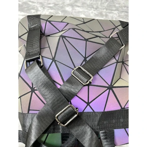 LUXSHE Geometric Iridescent Backpack Luminous Drawstring Backpack READ! - Picture 16 of 16